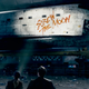 A group of people shine flashlights on an abandoned space shuttler which has "Screw the Moon" painted on it.